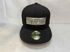 NEW ERA × Supreme 59FIFTY メタリックボックスロゴ キャップ ニューエラ シュプリーム ブラック