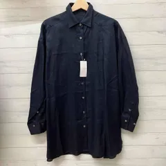 nolley's ノーリーズ MY STANDARD リネン2WAY Bigシャツ 長袖シャツ ブラウス リネン100% ネイビー Fサイズ