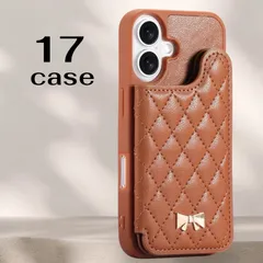 新品　iPhone17用ケース　手帳型　多機能スマホケース　フリーポケット　カード収納　ミラー付き　スタンド  大人可愛い  保護ケース　ブラウン