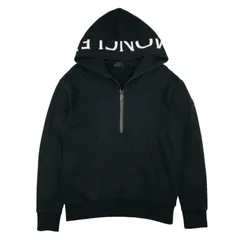 MONCLER★モンクレール【HOODIE】メンズ ブランドアイコンラバーワッペン付き フードブランドロゴデザイン ハーフジップ スウェット パーカー (XS/オーバーサイズ仕立て) 春夏服 カジュアル トップス ブランド メンズパーカー ブラック