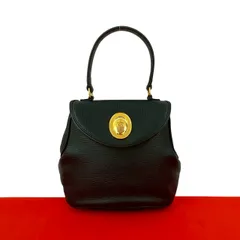 極 美品 Christian Dior ディオール ヴィンテージ CD ロゴ 金具 レザー 本革 ハンドバッグ ミニ トートバッグ ブラック 黒 07687