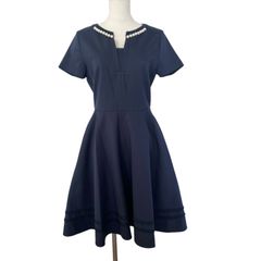 Chestyチェスティ パールワンピース ネイビー 美品 膝丈 上品