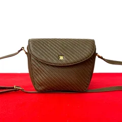 極 美品 CELINE セリーヌ ヴィンテージ ブラゾン ロゴ 金具 レザー 本革 ミニ ショルダーバッグ ポシェット ボディバッグ ブラウン 27175