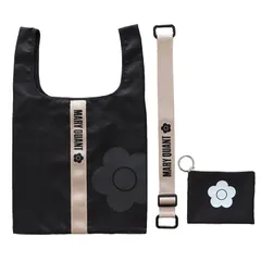 【新品】 [マリークワント] 3WAY エコバッグ (ブラック/ストラップ付き/ケース付) 折り畳み コンパクト ショルダー レディース サブ 000783-0001-02 1
