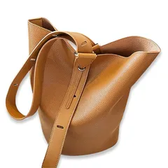 【新品】 [PORCO CASA] バケツバッグ レディース ワンショルダー 大きめ 2way バケツ型 バケット型 ショルダーバッグ 斜めがけ PUレザー 大容量 軽量 大人 通勤 多機能 丈夫 カジュアル レディース (ブラウン) 0