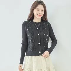 【タイムセール 40%OFF 5/7 10:00まで】【新入荷】【新品】【未使用】【送料込】amie studio パールケーブルニットベスト【M~L】ブラック
