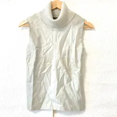 本革使用◎ (^w^)b DES PRES デプレ 山羊革 ナイロン配合 タートルネック ニット ノースリーブ タンクトップ 韓国製 上質 高級感 上品 デート 夏 シンプル 無地 ライトグレー レディース