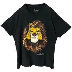 L ディズニー ビッグプリント ライオンキングキャラT キャラクター  ブラック 黒 Tシャツ レディース ユニセックス メンズ 古着 半袖 CHM