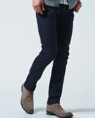 MENZ-STYLE（在庫処分50％OFFタグなし・ネイビーLサイズ） 裏フリース素材 裏起毛スキニーテーパードストレッチカラーチノパンツ