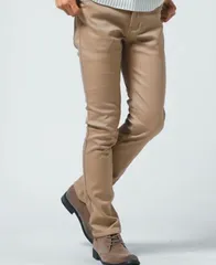 MENZ-STYLE（在庫処分50％OFFタグなし・ベージュLサイズ） 裏フリース素材 裏起毛スキニーテーパードストレッチカラーチノパンツ