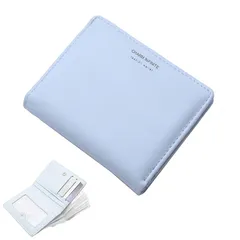 【新品】 [Ginhkok] 折りたたみ財布 薄型 軽量 レディース 二つ折り スリム ウォレット コンパクト 小さめ カード入れ 財布 かわいい おしゃれ パステル ミニウォレット ギフト プレゼント （スカイブルー） 0