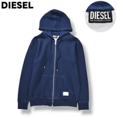 【美品】 ディーゼル DIESEL ストレッチ ジップ パーカー スウェット トレーナー フーディー ラバーロゴ 裏地 パイル S ネイビー ストリート カジュアル ウェア Y2K メンズ
