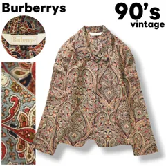 【美品】 90s ヴィンテージ バーバリー Burberrys イタリア製 生地 ショート ジャケット ドレス 9 総柄 ペイズリー マルチカラー シティールック レトロ カジュアル エレガント レディース ♪