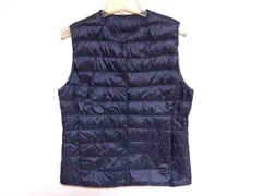 MB068:UNIQLO（ユニクロ）2018年 ノーカラーウルトラライトダウンベスト/紺/WOMEN'S L
