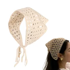 [Liebendo] バブーシュカ レース スカーフ レディース バブーシュカ 大人 かぎ針編み クロシェ 花柄 ヘアアクセ ヘッドスカーフ レトロ かわいい ヘアアクセサリー 人気 ヘッドドレス 可愛い 春 夏 秋 おしゃれ 韓国 (ホワイト) [ホワイト]