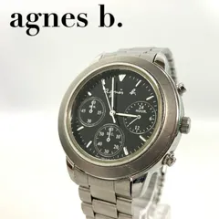 稼働品　新品電池交換済み　agnes b.　アニエスベー　腕時計　アナログ　クロノグラフ　黒文字盤　クオーツ　防水　金属ベルト　シルバー　W108のサムネイル