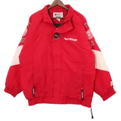 90年代 STARTER スターター NHL デトロイト・レッドウィングス 中綿 ナイロンジャケット レッド (メンズ M) 中古 古着 A1094のサムネイル