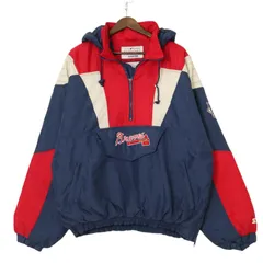 STARTER スターター MLB アトランタ・ブレーブス 中綿 ナイロン スタジアムジャケット ネイビー (メンズ L) 中古 古着 A2587のサムネイル