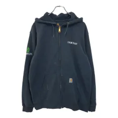 Carhartt カーハート フルジップ スウェットパーカー 企業ロゴ ネイビー(メンズ L)中古 古着 V0950