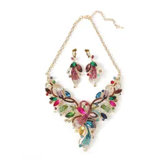 [ＫＫ　Ｓｏｌｉｓ] ウェディング ネックレス イヤリング セット ブライダル アクセサリー 舞台 演奏会 発表会 コンテスト 豪華 クリスタル 大ぶり レディース ドレス 衣装 Phoenix Plume Co [オーロラマルチカラー] [イヤリングセット]