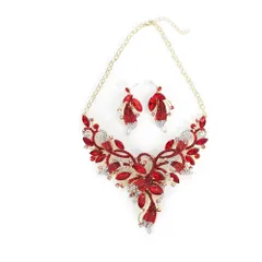 [ＫＫ　Ｓｏｌｉｓ] [日本国内検品] ネックレス ピアス セット ディスクキャッチレディース国内検品 結婚式 パーティー 演奏会 発表会 舞台 ナイトフォーマル 大ぶり 豪華 高見えPhoenix Plume Collec [ルビーレッド] [ピアスセット]