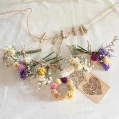 春待ちガーランド.*✿ガーリー.*✿ホワイト.*✿バイオレット.*✿ミニリースセット＊ナチュラル＊ボタニカルライフ
