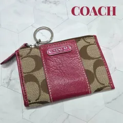 COACH コーチ キーケース キーリング コインケース シグネチャー キャンバス ピンク系 ポーチブランド小物