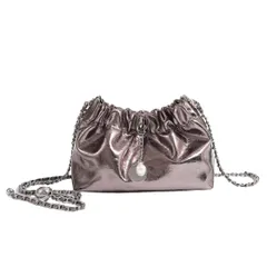 [Liebendo] 巾着バッグ レディース ショルダーバッグ パーティーバッグ 小さめ 軽量 パーティー デート 結婚式 二次会 フォーマル 可愛い ドレス カバン オケージョン 入学式 卒業式 カジュアル メタリック おしゃれ 大人かわいい [シャンパン]