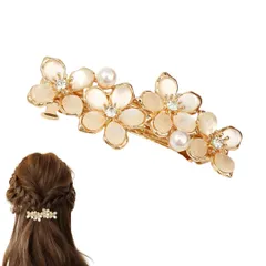 バレッタ 大きめ ヘアクリップ 花 パール ヘアバレッタ ハーフアップ ヘアアクセサリー 髪留め 髪飾り ヘアアクセ フラワー おしゃれ キラキラ 大人 結婚式 お呼ばれ成人式 誕生日 母の日 入学式 贈り物 卒業式 (フラワー大) [フラワー大]