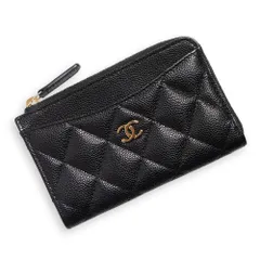 シャネル AP3179 クラシック ジップ カードケース キャビアスキン ブラック フラグメントケース コインケース パスケース 小銭入れ 財布 レザー ゴールド金具 箱付 CHANEL（未使用　展示品）