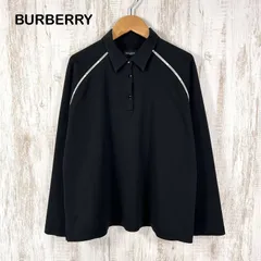 BURBERRY GOLF バーバリーゴルフ ロゴライン 長袖 ポロシャツ ブラック レディース トップス 大きいサイズ