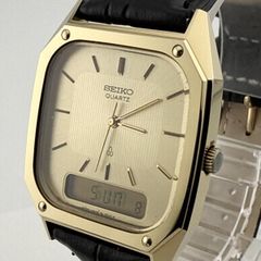 1980年代稼働 セイコー クオーツ シャリオ メンズ腕時計スクエア 