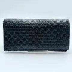 GUCCI（グッチ）マイクログッチシマ レザー 長財布 二つ折りウォレット ブラック メンズ レディース カードケース付き