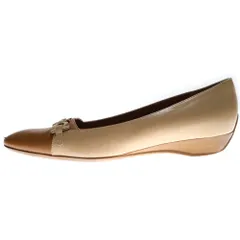 FERRAGAMO (フェラガモ) ガンチーニ レザー バイカラー パンプス シューズ ベージュ/ブラウン レディース