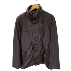 ユーズドフルギ USED古着 Genuine Leather 裏地ストライプ 本革 ジップ レイヤード デザイン リアルレザー カバーオール ジャケット メンズ import：M 