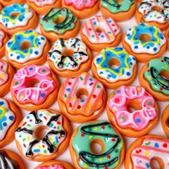 ミニチュアフード 40個 / 50個セット ドールハウス DIY ハンドメイド アクセサリー レジン ドーナツ チョコ パン (ドーナツ(大)) [ドーナツ(大)]