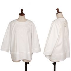美品✨マドモアゼルノンノン 人気 リネン 柄 プリント ブラウス ブルー