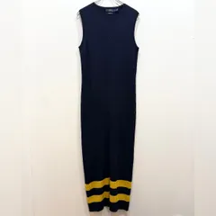 POLO RALPH LAUREN ニットワンピース ボーダー ラインデザイン メリノウール ロング ノースリーブ ネイビー M【送料込み】