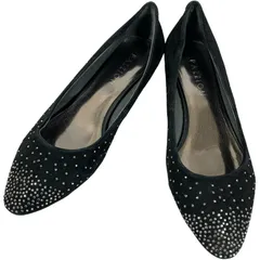 【美品】パジョン (22.5) パンプス スタッズ ラメ フラット アーモンドトゥ ローヒール 希少デザイン