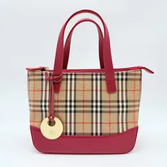 BURBERRY（バーバリー）ノバチェック ミニハンドバッグ トートバッグ チェック柄 キャンバス×レザー ベージュ×ピンク系 レディース