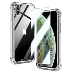 対応 iPhoneX/Xs 5.8インチ ケース クリア ケース iPhone X カバー TPU 保護ケース カバー背面 + iPhoneXs ガラスフィルム あいほんXs フィルム 日本旭硝子製 フィルム アイフォンX 強化ガラス 硬度9H 高透過率  0