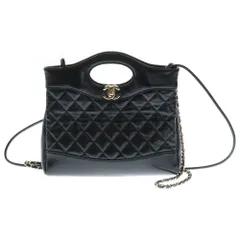 CHANEL (シャネル) シャネル 31 ミニショッピングバッグ ショルダーバッグ ブラック シャイニーカーフ ゴールド金具