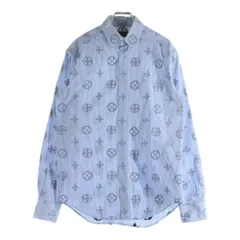 LOUIS VUITTON (ルイヴィトン) 21SS モノグラム総柄ストライプ長袖シャツ ライトブルー RM211M ZQJ HKS17Wのサムネイル