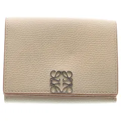 LOEWE (ロエベ) トライフォールド コンパクトウォレット ベージュ レザー 三つ折り財布