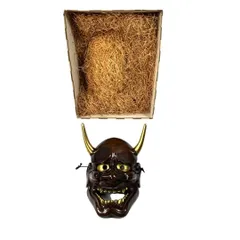 【中古】般若面 能面 清巳作 木彫り 鬼面 備中神楽面 骨董品 工芸品 魔除け 伝統芸能のサムネイル