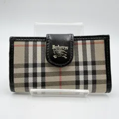 BURBERRY（バーバリー）ノバチェック 4連キーケース キャンバス×レザー ベージュ系 ブラック レディース