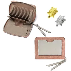 【新品】 [SUMIME] 開運 ミニ財布 コンパクト お札折らずに収納 ジャバラ財布 軽量 小さい RFID スキミング防止 ユニセックス 小銭入れ カード収納11枚 手のひらサイズ ギフト （ピンク × ライトベージュ） 0