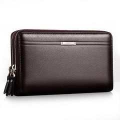 [New] Men's Leather Long Wallet, Clutch, Large Business Handbag with Phone and Card Holder, Gift for Father, Son, Husband, Boyfriend, Brown, Size L