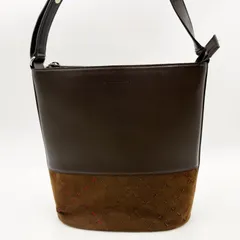 BURBERRY（バーバリー）レザー×スエード ショルダーバッグ ブラウン コンビ素材 刺繍デザイン レディース