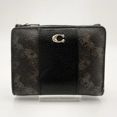 COACH（コーチ）ホース アンド キャリッジ プリント バイフォールド スナップ ウォレット 二つ折り財布 PVC×レザー ブラウン系 ゴールドトーン金具 レディース